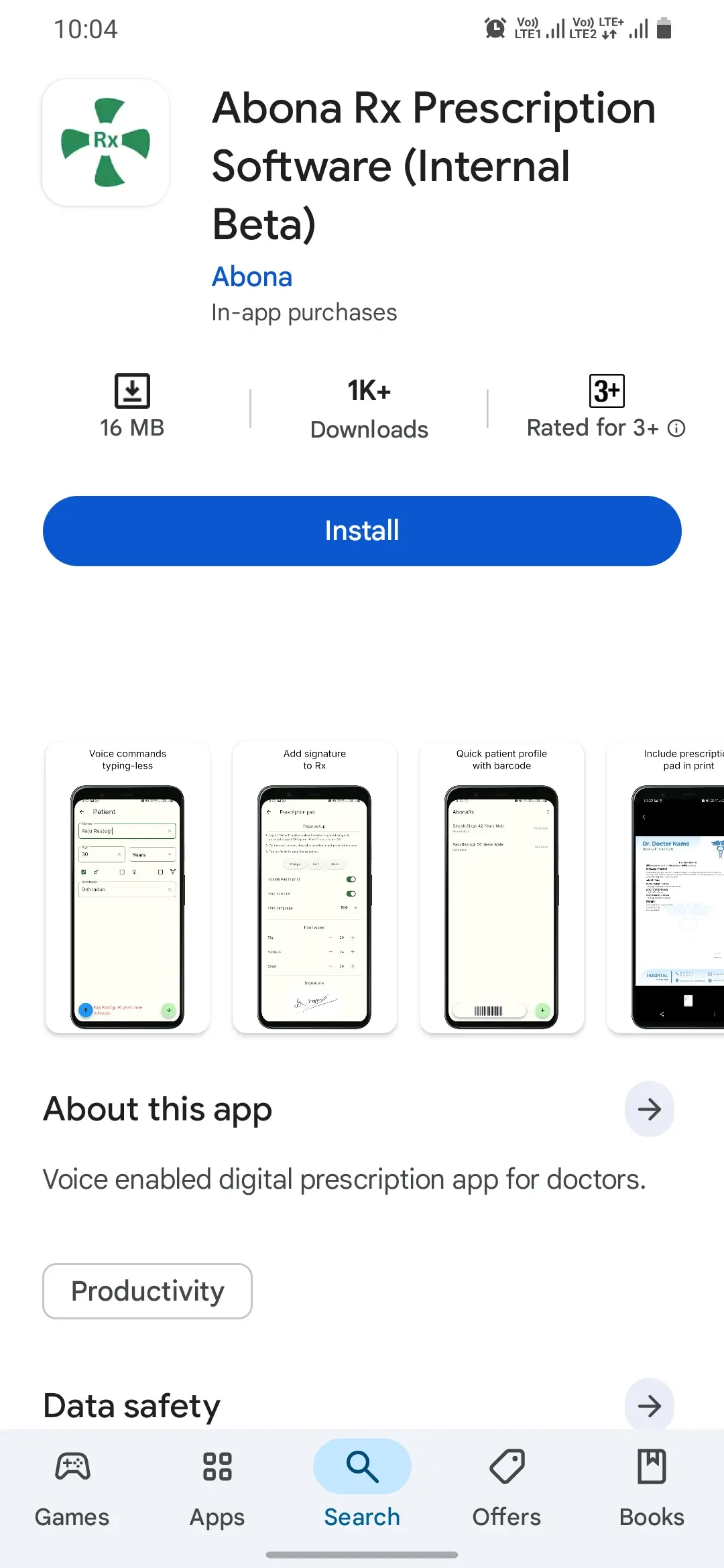 Play Store listing